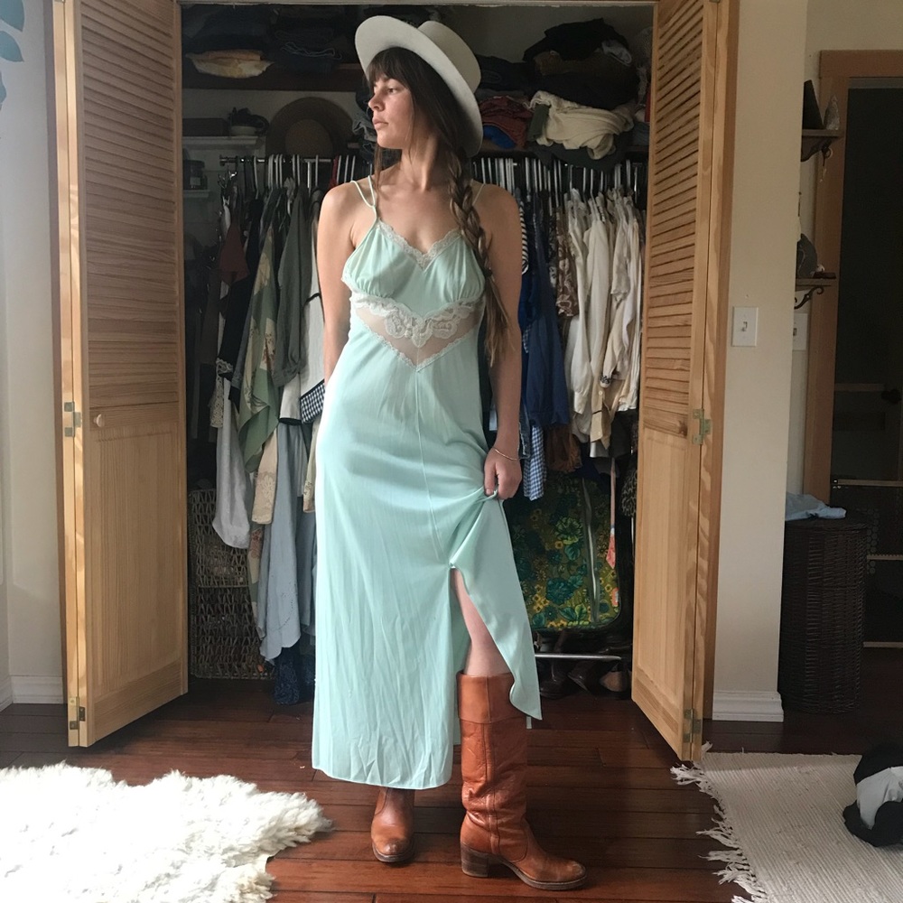 Vintage baby blue slip dress